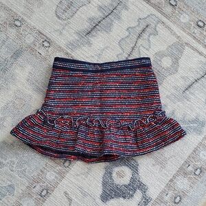 Janie and Jack Baby Girls Navy Blue Red Tweed Ruffle Hem Skirt Sz12-18m
